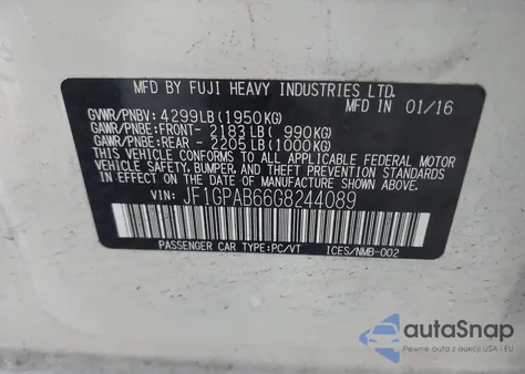 2016 Subaru Impreza 2.0I Premium from USA, damaged, VIN JF1GPAB66G8244089